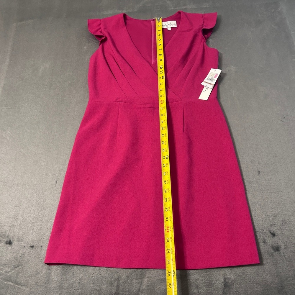 Nicole Miller Dress Womens 12 Pink Studio Ruffle Sleeve Surplice Sheath NWT - Picture 7 of 10